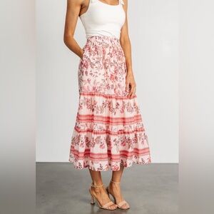 EUC - Baltic Born Blush Pink Floral Midi Skirt, Large